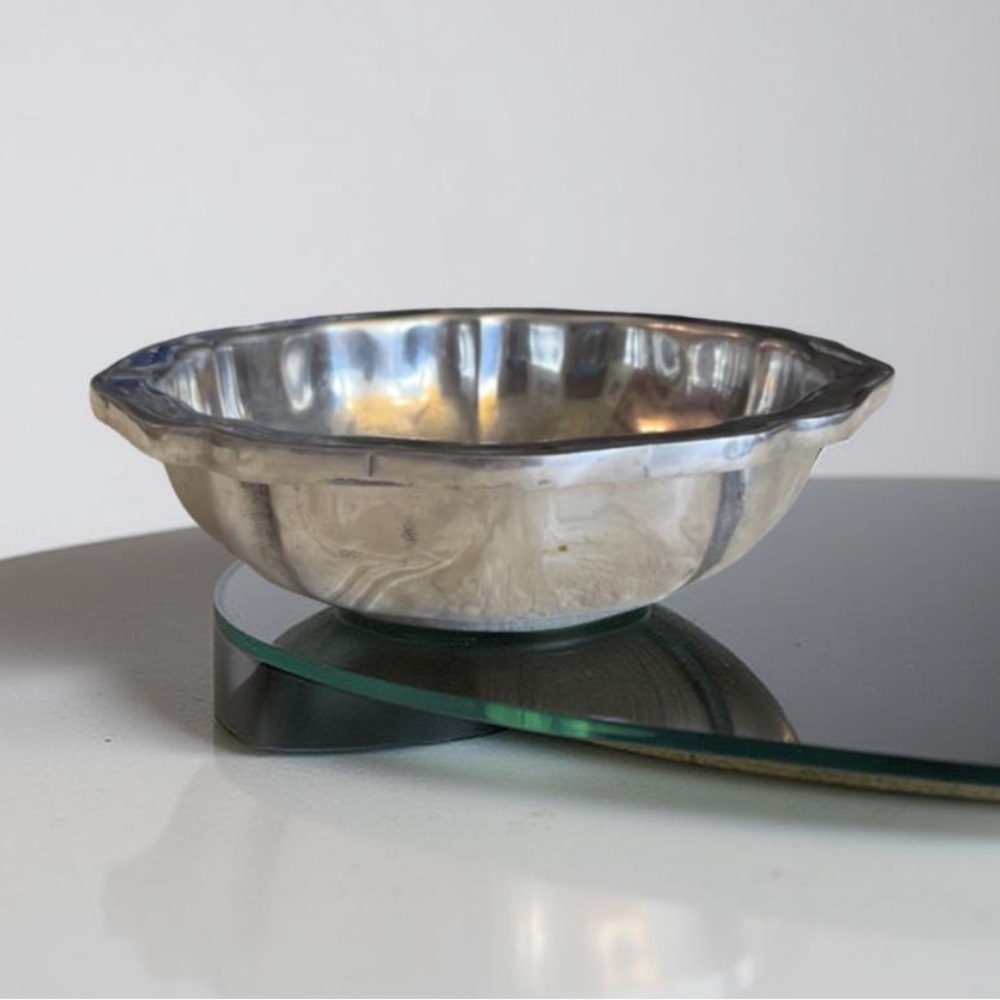 Pewter Silver Bowl for Home  Decor- Heavy Rustic and Elegant Vintage